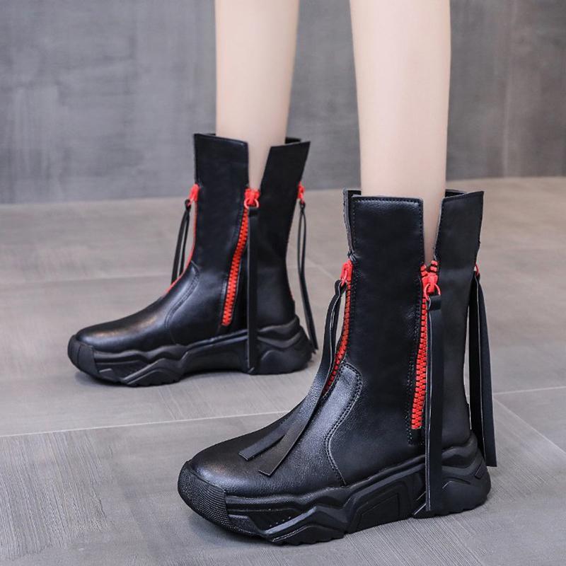 2021 High Street Style Zipper Ankle Boots for Women Mix Color Platform PU Leather Motorcycle Boots Female Autumn Winter Shoes, Black
2021 High Street Style Zipper Ankle Boots for Women Mix Color Platform PU Leather Motorcycle Boots Female Autumn Winter Shoes, Black