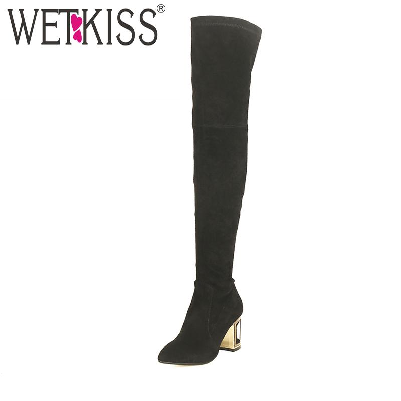 WETKISS Brand Designer Super High Birdcage Heel Over The Knee Boots Genuine Leather Suede Autumn Winter Boots Zip Shoes Women, Black
WETKISS Brand Designer Super High Birdcage Heel Over The Knee Boots Genuine Leather Suede Autumn Winter Boots Zip Shoes Women, Black