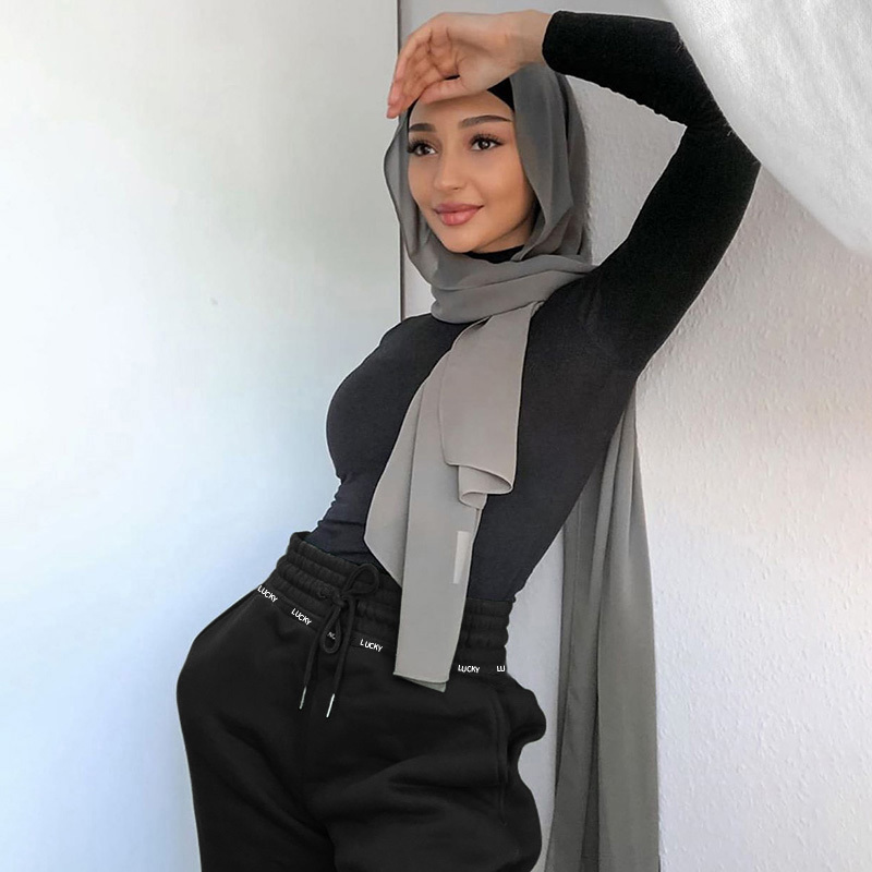 InstaHot women sweatpant drawstring elastic waist letter printed autumn cotton trousers women streetwear tracksuit leisure pants 201113