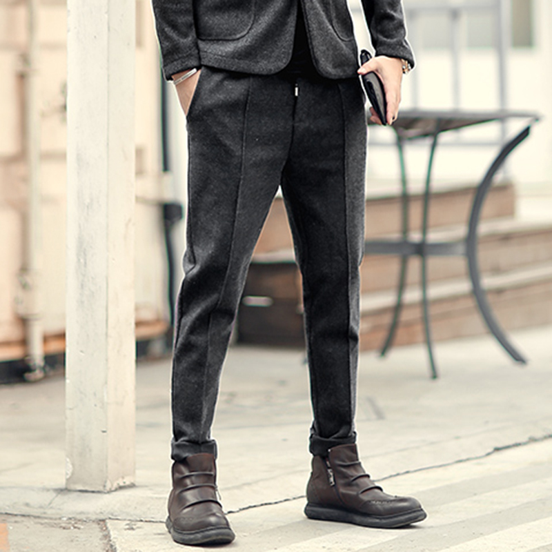 New Metrosexual man leisure slim rubber waist casual European style long pants spring men's woolen brand design trousers K7035, Black
New Metrosexual man leisure slim rubber waist casual European style long pants spring men's woolen brand design trousers K7035, Black
