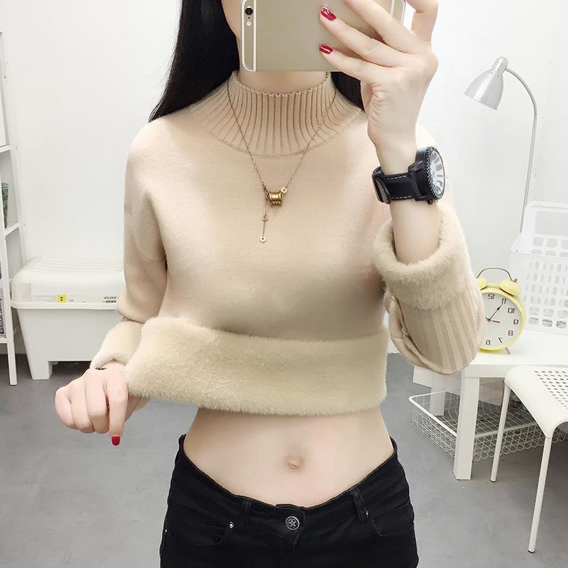 Thick Turtleneck Women's Sweaters Winter Autumn Fleece Solid Knitted Sweater Pullover Female Fashion Warm Lady Pullovers 201111wtt