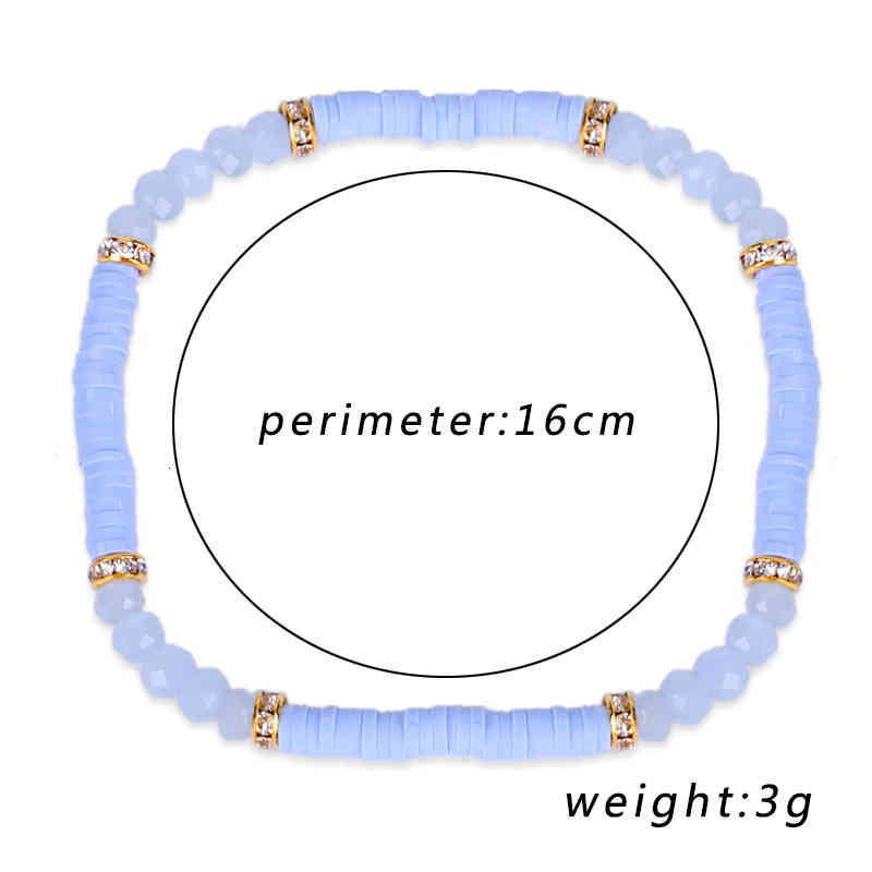 Bohemian Multicolor Clay Poyester Soft Pottery Rondelle Bead Bracelet for Women Fashion Beach Holiday Gift Jewelry