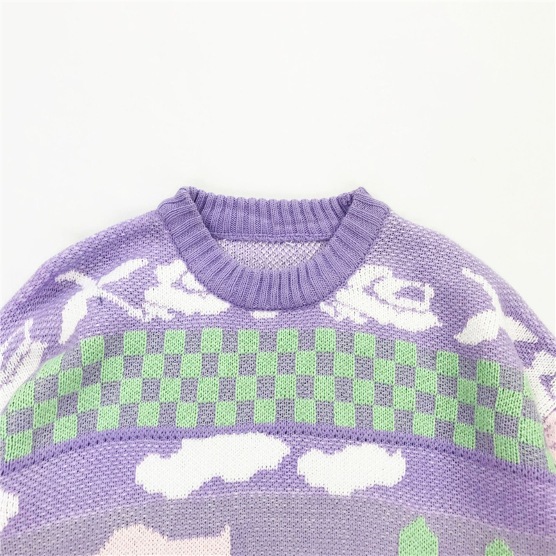 MERRY PRETTY Cartoon Duck Embroidery Knitted Sweaters Winter Thick Warm Harajuku Jacquard Sweater Women Femmf Knit Pullover 201130