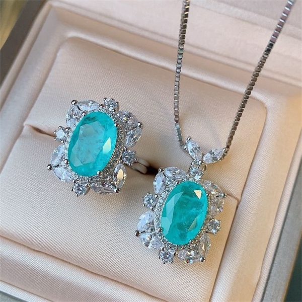 100% 925 Sterling Silver Created Paraiba Tourmaline Diamonds Gemstone 8*12mm 5 Ct Ring Adjustable Rings Fine jewelry for Women Y1107
100% 925 Sterling Silver Created Paraiba Tourmaline Diamonds Gemstone 8*12mm 5 Ct Ring Adjustable Rings Fine jewelry for Women Y1107