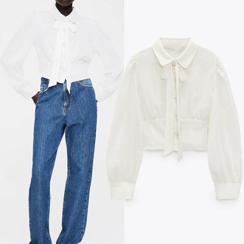 2021 New Blouse Women Autumn Bow Crop Top Woman Long Puff Sleeve Collared Button Up Shirt Vintage Ladies Elegant Blouses Wrh4, Beige
2021 New Blouse Women Autumn Bow Crop Top Woman Long Puff Sleeve Collared Button Up Shirt Vintage Ladies Elegant Blouses Wrh4, Beige