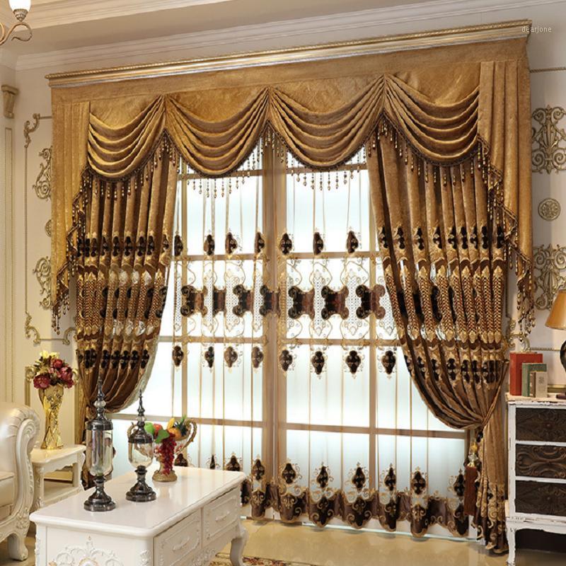 European Style Curtains for Living Dining Room Bedroom Luxury Embroidery Fabric Brown Gold CurtainTulle Custom Curtain Valances1, Tulle
European Style Curtains for Living Dining Room Bedroom Luxury Embroidery Fabric Brown Gold CurtainTulle Custom Curtain Valances1, Tulle