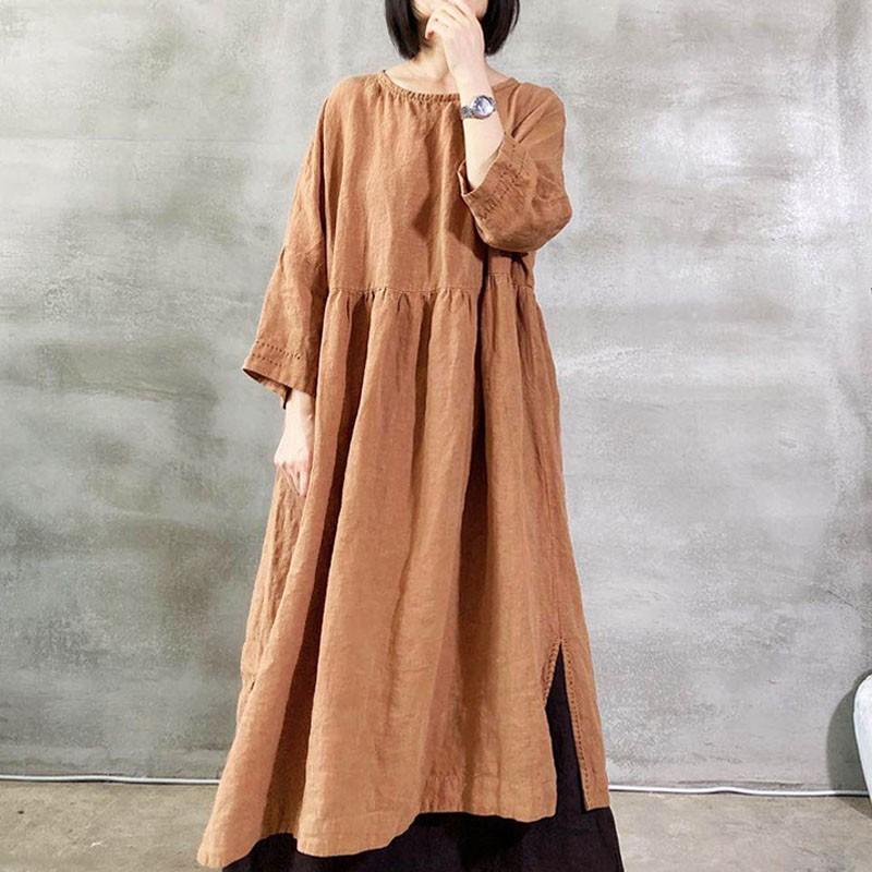 Johnature Cotton Linen Comfortable O-neck Pocket Nine Point Sleeve Solid Color Dress 2020 Autumn New Women Loose Plus Size Dress, Black
Johnature Cotton Linen Comfortable O-neck Pocket Nine Point Sleeve Solid Color Dress 2020 Autumn New Women Loose Plus Size Dress, Black