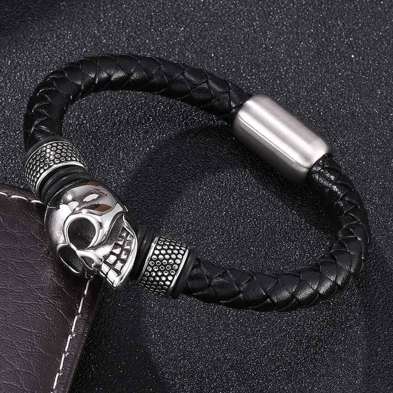 Black/Brown Leather 8mm Braided Bracelet Men Fashion Jewelry Skull Stainless Steel Magnetic Buckle Trendy Male Woven Bracelets
Black/Brown Leather 8mm Braided Bracelet Men Fashion Jewelry Skull Stainless Steel Magnetic Buckle Trendy Male Woven Bracelets