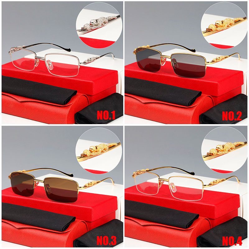 2021ic Fashion Square Sunglasses Men Women Exquisite Cheetah Optical Eyeglasses Small Leopard Sier Gold Metal Frames Unisex With Box Good quality