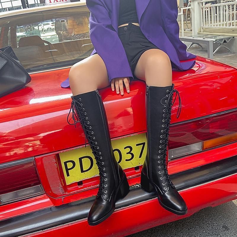 MKKHOU Fashion Knee-high Boots Women 2020 New Winter Cowhide Round-Head Crossover Lacing Thick 7.5cm High-Heeled Leather Boots1, Black
MKKHOU Fashion Knee-high Boots Women 2020 New Winter Cowhide Round-Head Crossover Lacing Thick 7.5cm High-Heeled Leather Boots1, Black