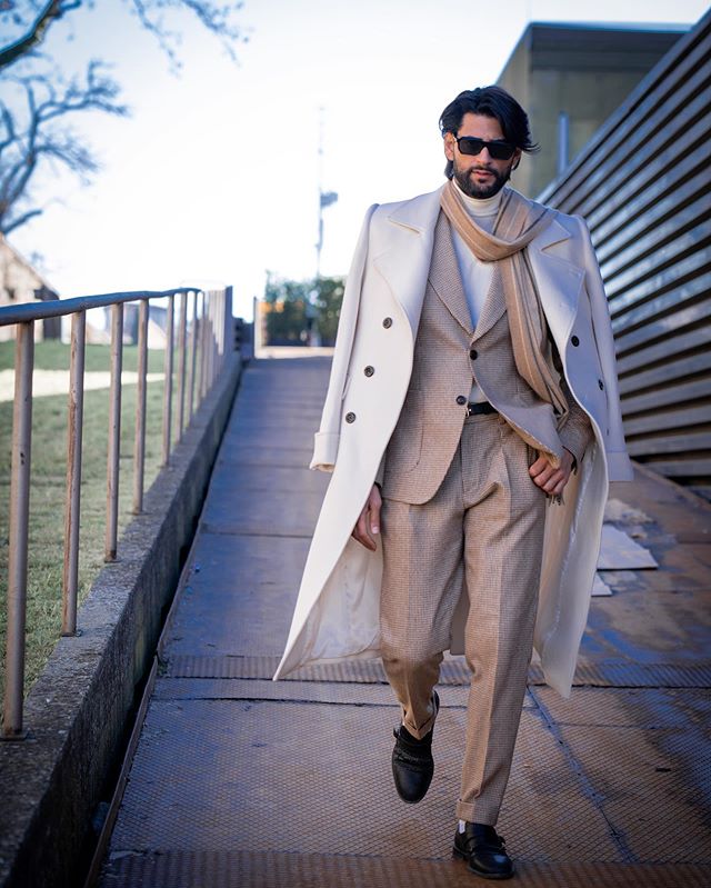 2021 Winter Long Coat Handsome Double Breasted Peaked Lapel Groom Groomsmen Prom Party Blazer Jacket Only One Piece