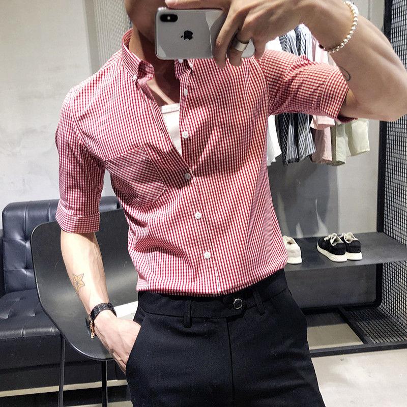 Men's short-sleeved shirt 2020 spring and summer new handsome plaid slim shirt young personality fashion trend men's clothing, Hager
Men's short-sleeved shirt 2020 spring and summer new handsome plaid slim shirt young personality fashion trend men's clothing, Hager