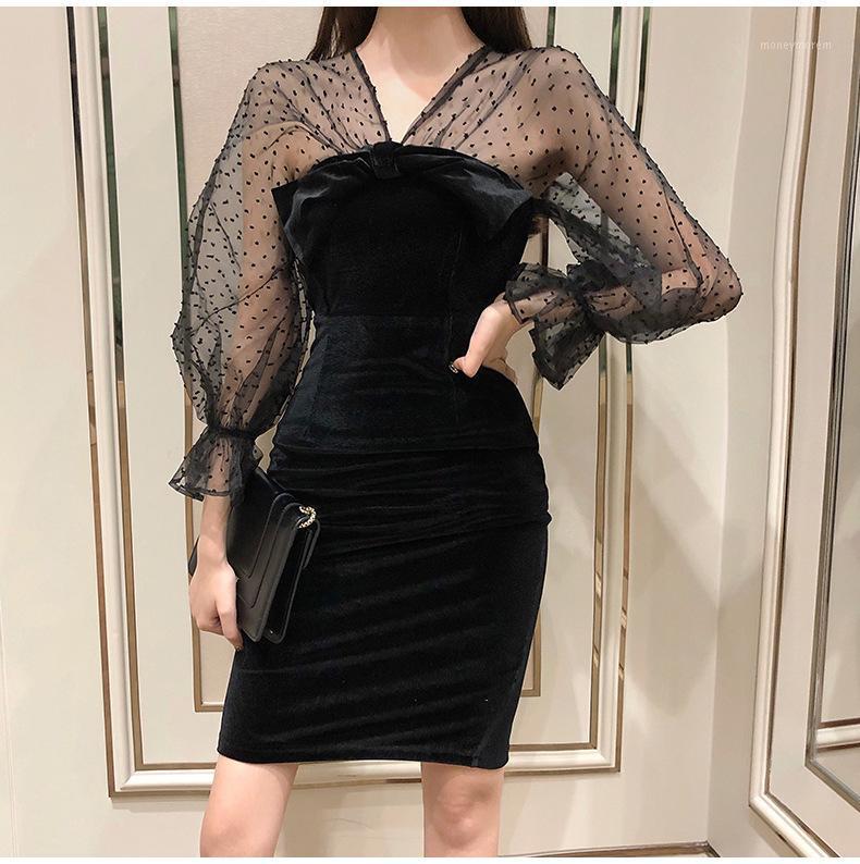 transparent sleeve dresses femme velour dress elegant women' velour pencil dress Spring women1, Black
transparent sleeve dresses femme velour dress elegant women' velour pencil dress Spring women1, Black