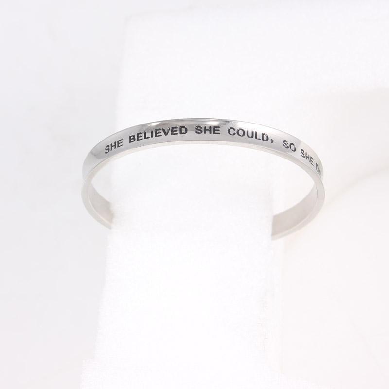 New Stainless Steel Open Women She Believed She Could So Did Mantra Bracelet Bangle Jewelry Gift1
New Stainless Steel Open Women She Believed She Could So Did Mantra Bracelet Bangle Jewelry Gift1