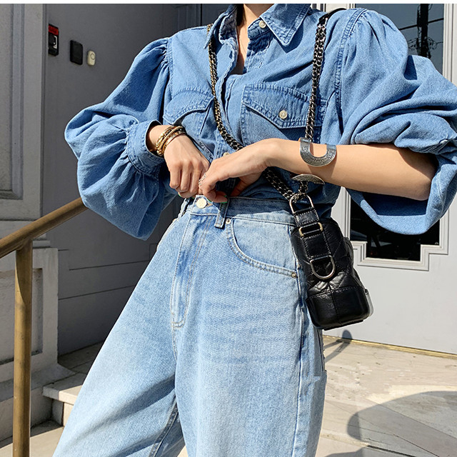 YingYuanFang Fashion new leopard chiffon stitching loose denim longsleeved shirt coat T200319