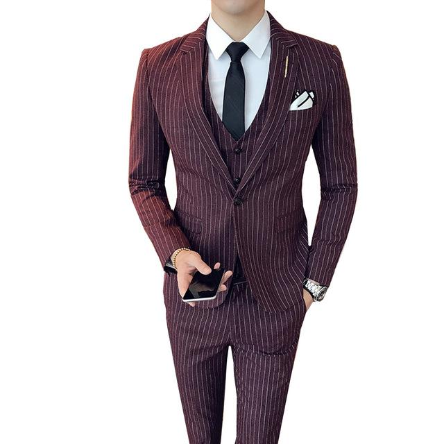 Slim Fit Business Casual Stripe Suits 3 Pieces Male High Quality Formal Groom Wedding Men Suit Terno Masculino Jacket Vest Pant, Black
Slim Fit Business Casual Stripe Suits 3 Pieces Male High Quality Formal Groom Wedding Men Suit Terno Masculino Jacket Vest Pant, Black