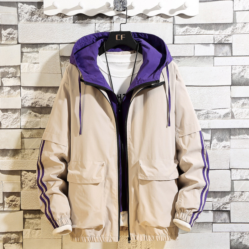 Spring Autumn Jacket Mens Hooded Windbreaker Jacket Casual Solid Loose Hoodie Jacket Coats Streetwear Man 201127