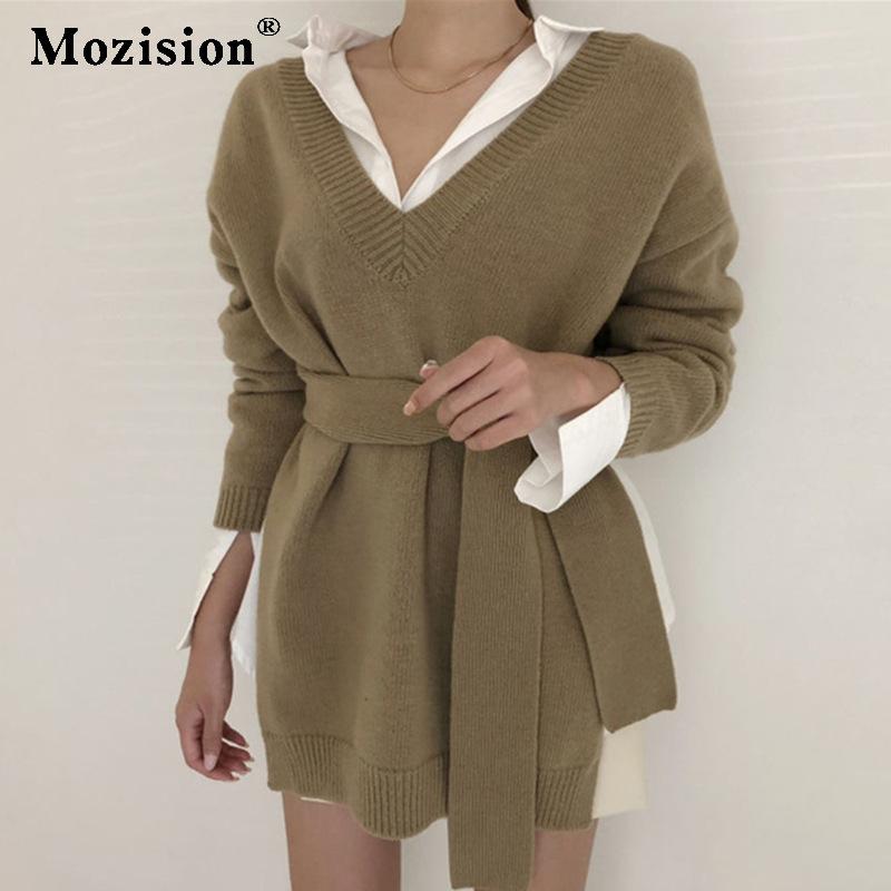 Mozision Chic Elegant Irregular With Belt Knitted Sweater Women Solid Long Sleeve Pullovers Drawstring Slim Waist Knitwear, Black
Mozision Chic Elegant Irregular With Belt Knitted Sweater Women Solid Long Sleeve Pullovers Drawstring Slim Waist Knitwear, Black