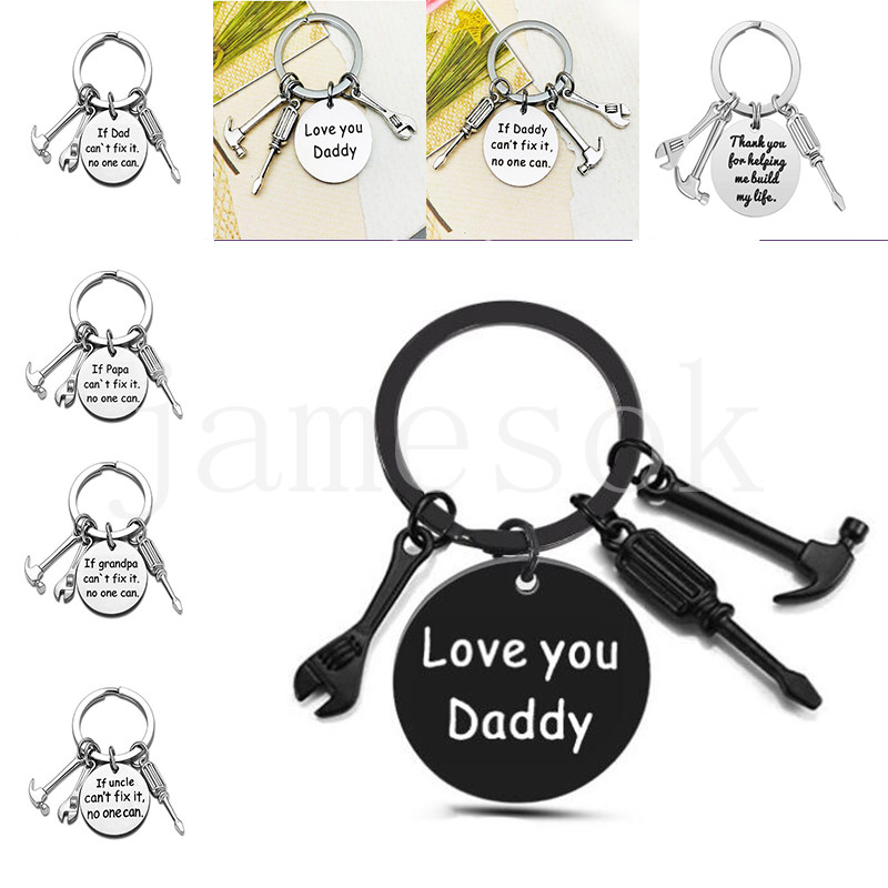 Stainless Steel Keychain Party Favor Engraved Dad Papa Grandpa Tools Key Rings Father Day Gift Creative Father Keyring Men Jewelry Accessories de196