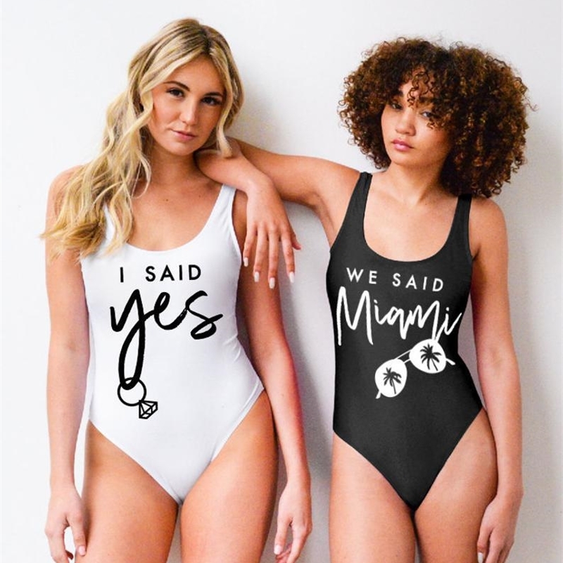 Bachelorette Party I Said Yes We Said Miami One Piece Swimsuit Bride Bridesmaid Wedding Women Bodysuit Sexy Bathing Suit Beach Y200824, White t black yes
Bachelorette Party I Said Yes We Said Miami One Piece Swimsuit Bride Bridesmaid Wedding Women Bodysuit Sexy Bathing Suit Beach Y200824, White t black yes