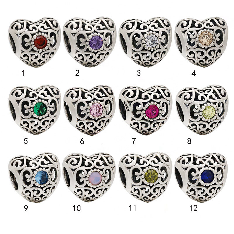 New Arrival 100% 925 Sterling Silver Hollow Birthstone Heart Charm Fit Original European Charm Bracelet Fashion Jewelry Accessories, Bronze;silver
New Arrival 100% 925 Sterling Silver Hollow Birthstone Heart Charm Fit Original European Charm Bracelet Fashion Jewelry Accessories, Bronze;silver