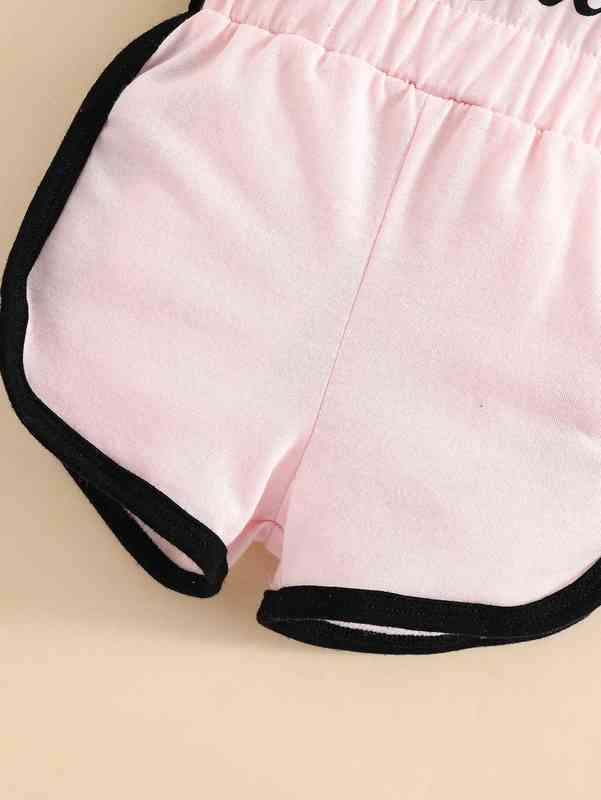 Baby Letter & Geo Print Contrast Binding Romper SHE