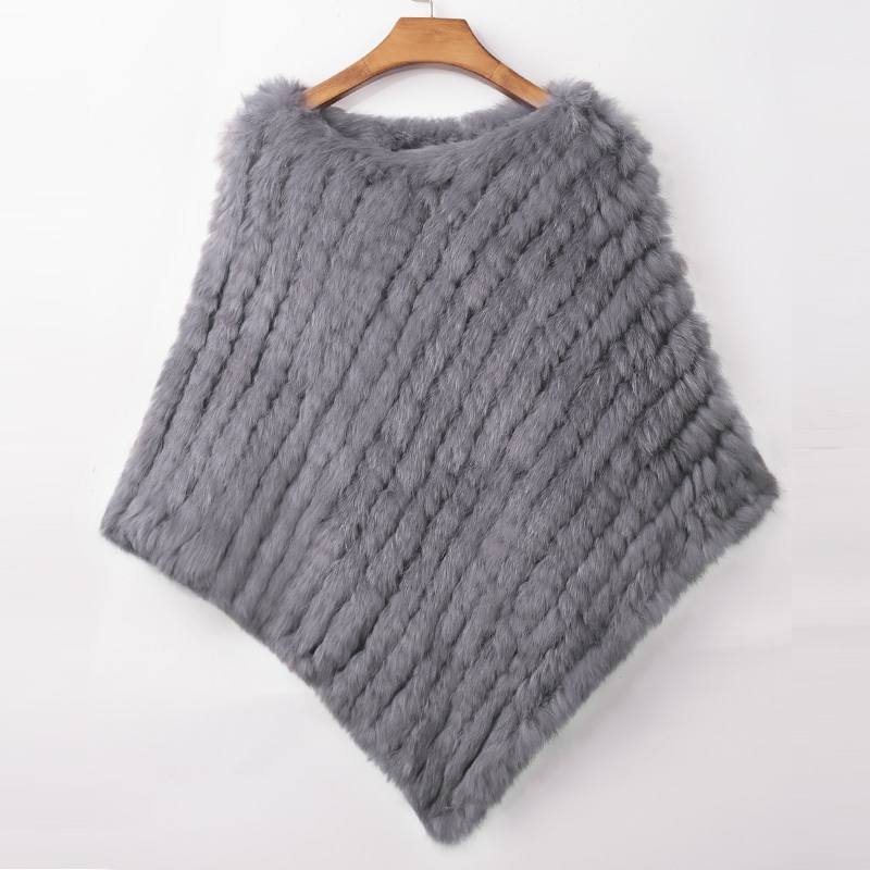 ETHEL ANDERSON Real Rabbit Fur Knitted Fur Poncho Vest Party Wrap Coat Shawl Women's Natural Fur Wedding Gift Wholesale Discount 201031