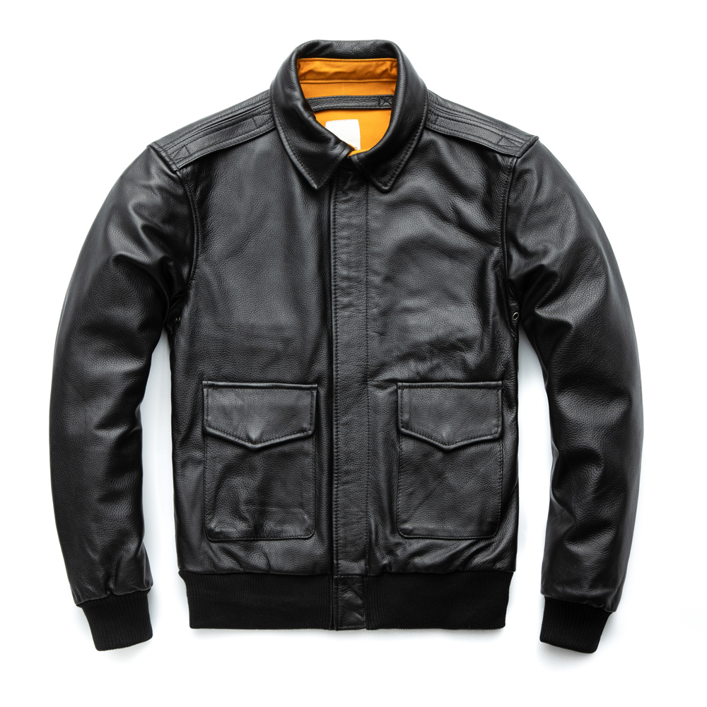 MAPLESTEED Men Leather Jacket Military Pilot Jackets Air Force Flight A2 Jacket Black Brown 100% Calf Skin Coat Autumn 4XL M154 201128