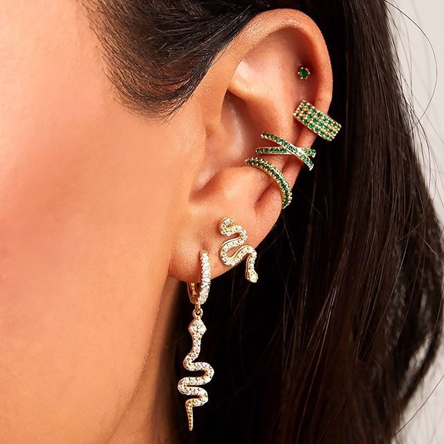dangle dangling snake charm rainbow cz paved drop cz hoop elegance women earring sexy animal trendy Jewelry wholesale