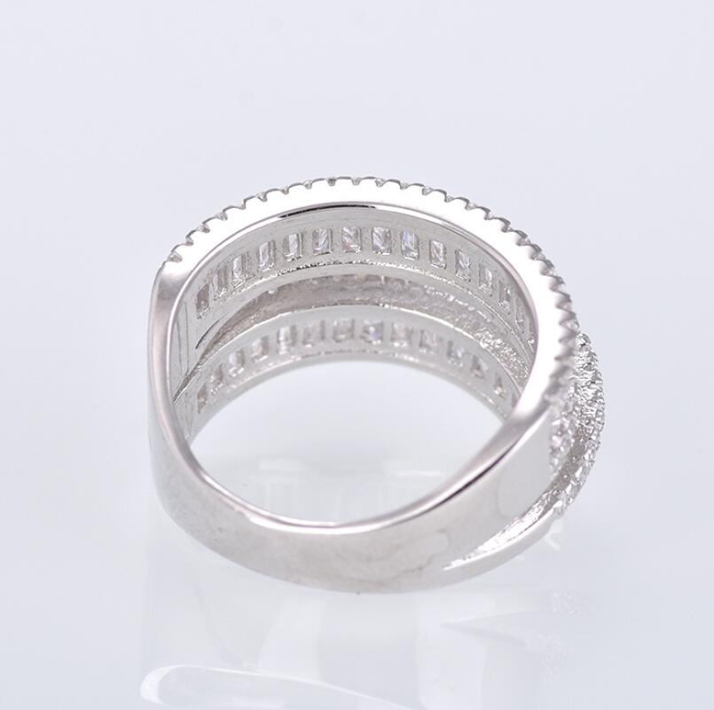 Sterg Sier Cross Ring with Topaz Cubic Zirconia for Women Wedding Eternity Band