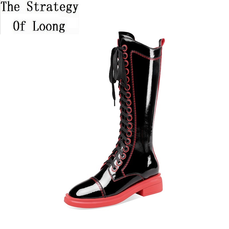 Winter New Patent Leather Women Long Fashion Boots Cross-tied Short Plush Inside Zipper Ladies Knee-High Botas 20200814, Black yellow
Winter New Patent Leather Women Long Fashion Boots Cross-tied Short Plush Inside Zipper Ladies Knee-High Botas 20200814, Black yellow