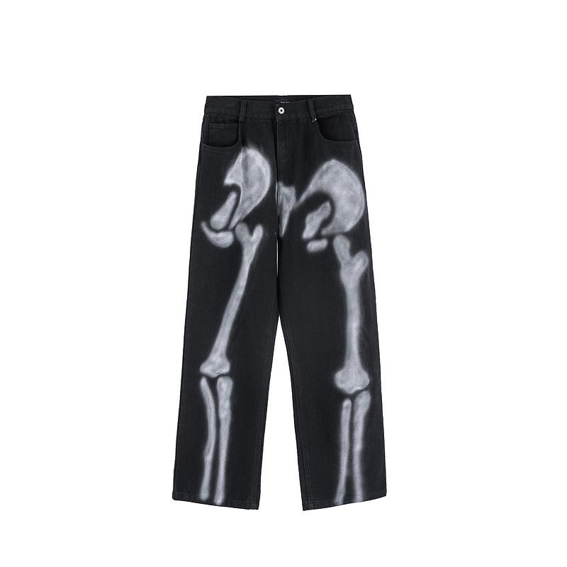 New Male Loose Straight Wide Leg Jeans Trousers Men High Street Hip Hop Skull Bones Graffiti Print Casual Denim Pants, Black
New Male Loose Straight Wide Leg Jeans Trousers Men High Street Hip Hop Skull Bones Graffiti Print Casual Denim Pants, Black