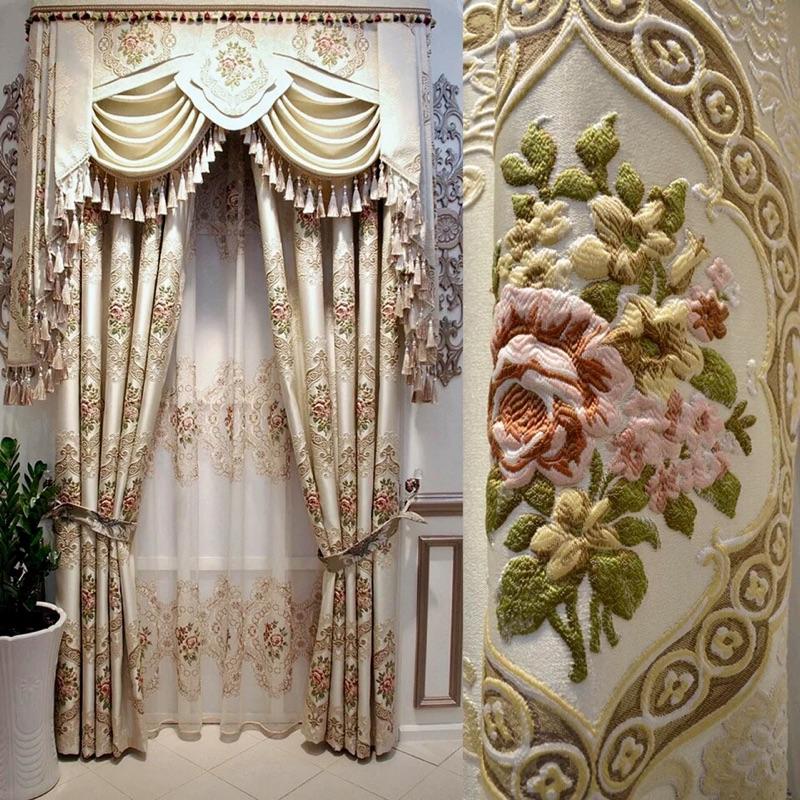 European Style Classic Curtains Customized Jacquard Thickened Curtains For Living Room Bedroom Floral High Quality Embroidered, Tulle blue color
European Style Classic Curtains Customized Jacquard Thickened Curtains For Living Room Bedroom Floral High Quality Embroidered, Tulle blue color
