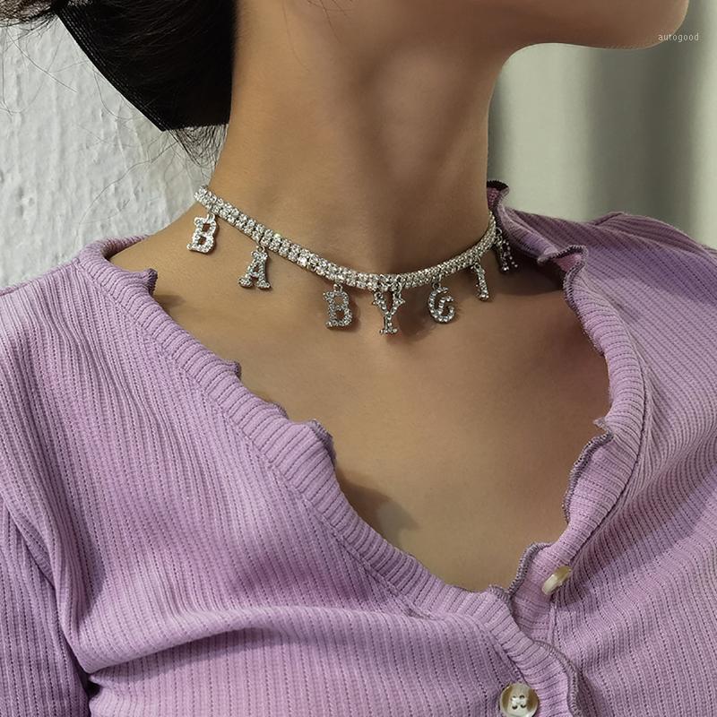 Chokers SHIXIN Shiny Crystal Choker Colar With Baby Girl Letter Pendant Necklace For Women Rhinestone Short 2021 Jewelry1
Chokers SHIXIN Shiny Crystal Choker Colar With Baby Girl Letter Pendant Necklace For Women Rhinestone Short 2021 Jewelry1