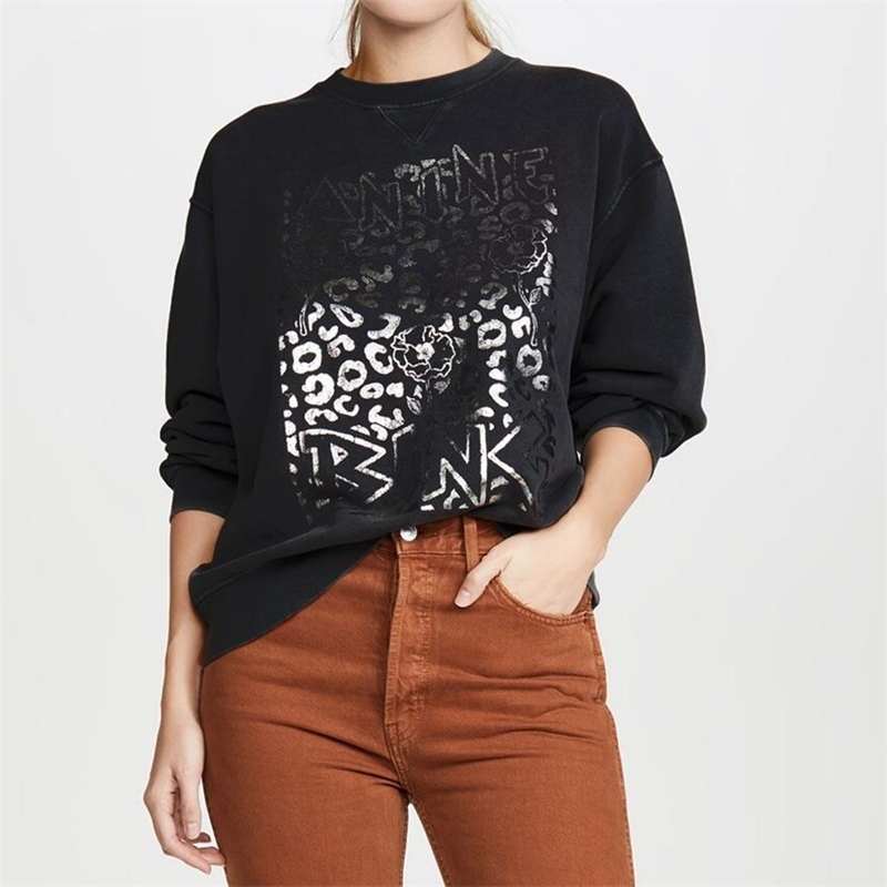 Metallic Leopard Thick Hoodie Women Autumn Winter Long Sleeve O Neck Warm Pullover Casual Vintage Full Cotton Hoodies Tops 201112