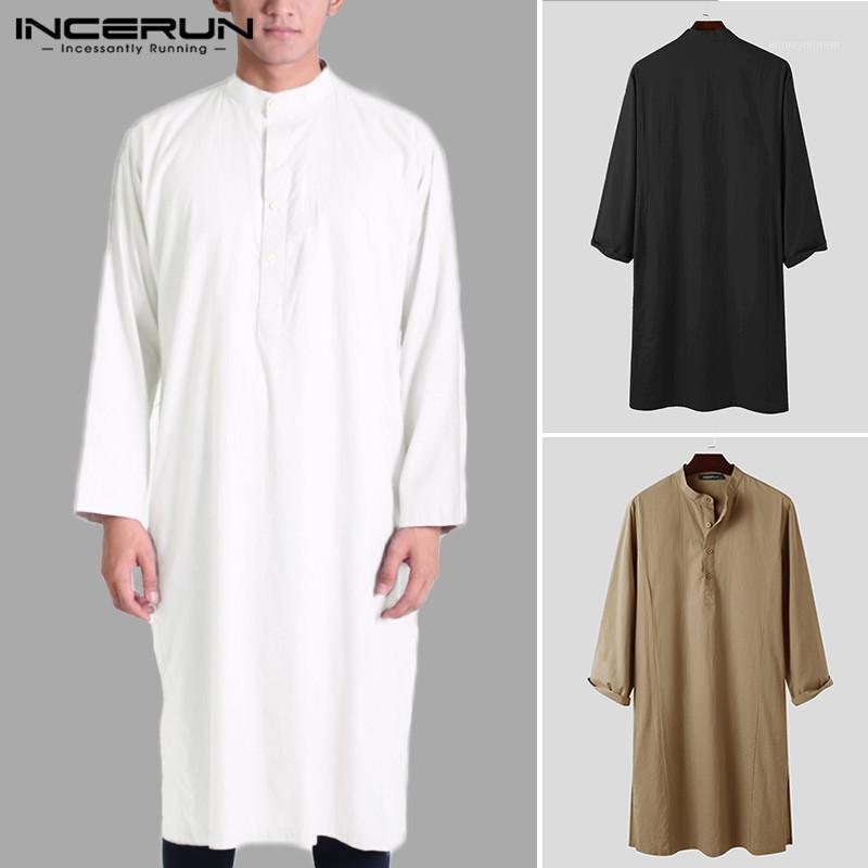 INCERUN Men Muslim Shirt Cotton Long Sleeve Solid Color Stand Collar Button Long Tops Men Vintage Dubai Islamic Arabic Kaftan1
INCERUN Men Muslim Shirt Cotton Long Sleeve Solid Color Stand Collar Button Long Tops Men Vintage Dubai Islamic Arabic Kaftan1