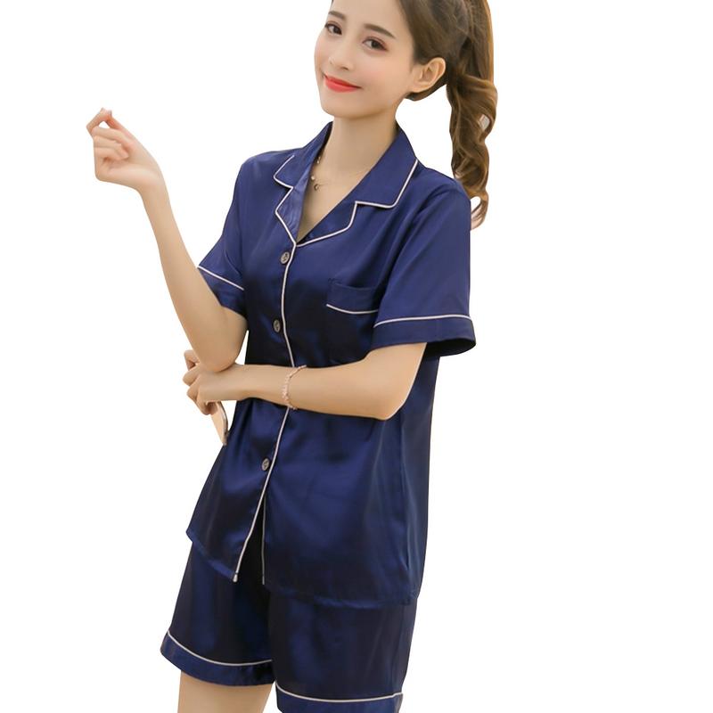 Women's Silk V-neck Pajamas Summer Short-Sleeved Silk Lapel Cardigan Shorts Leisure Home Clothes Suit Sexy Charming Sapphire Red, White
Women's Silk V-neck Pajamas Summer Short-Sleeved Silk Lapel Cardigan Shorts Leisure Home Clothes Suit Sexy Charming Sapphire Red, White