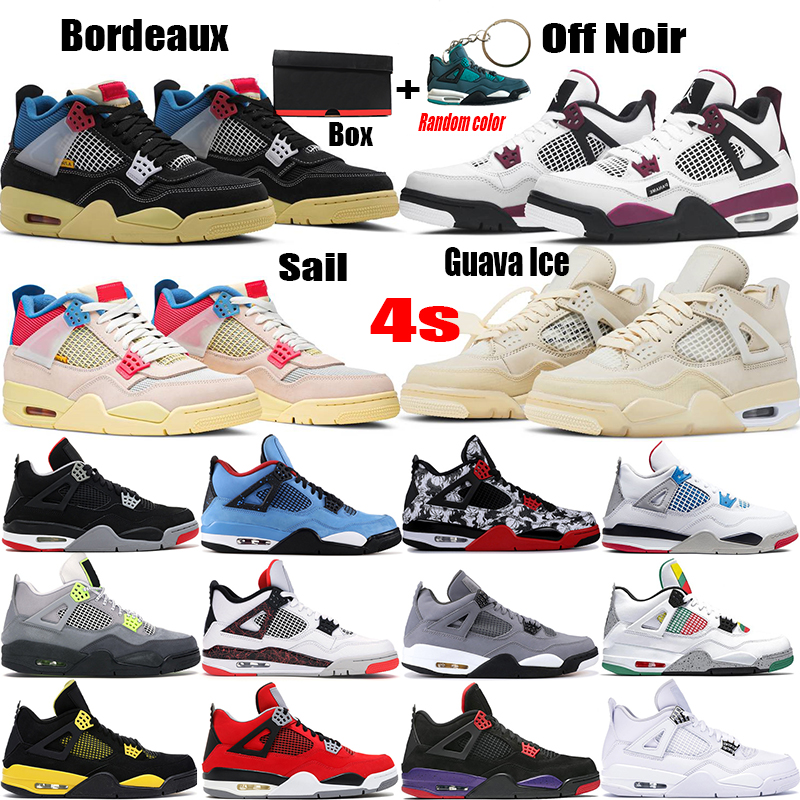 

New 4 4s Union noir guava ice Jumpman Men Basketball Shoes sail Neon metallic basketball Sneakers Bordeaux Black cat bred Fire Red Trainers, Contract service