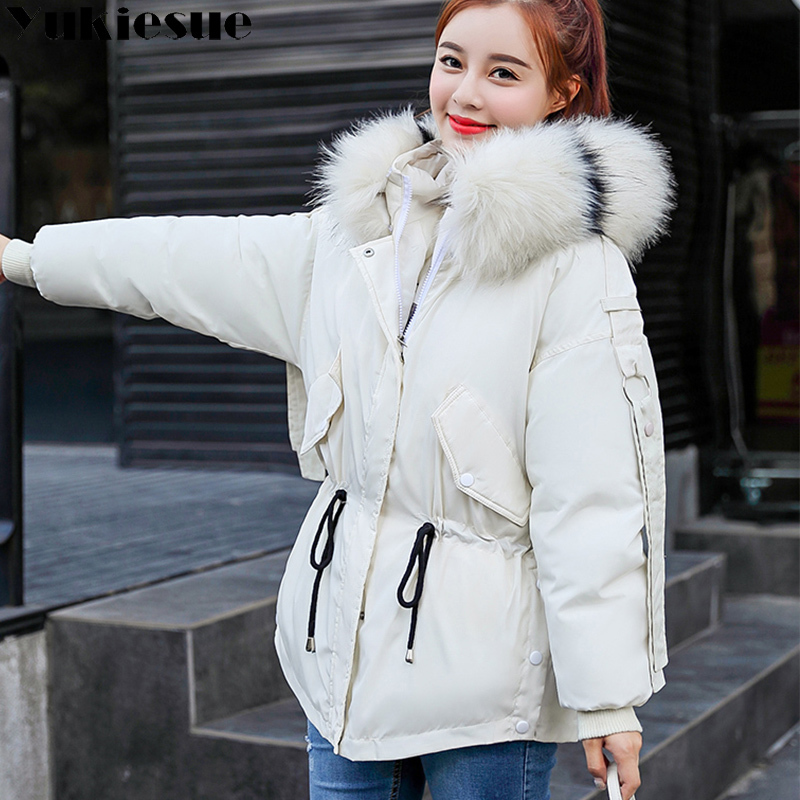 winter jacket women parka winter warm plus thick Big faux fur collar hooded coat female Plus size XXXL Women's down jacket 201019