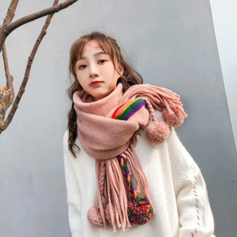 Autumn And Winter New Rainbow Ball Double-Sided Cashmere Scarf Female Korean Students Wild Thick Warm Shawl Hijab Scarf Bufanda1
Autumn And Winter New Rainbow Ball Double-Sided Cashmere Scarf Female Korean Students Wild Thick Warm Shawl Hijab Scarf Bufanda1