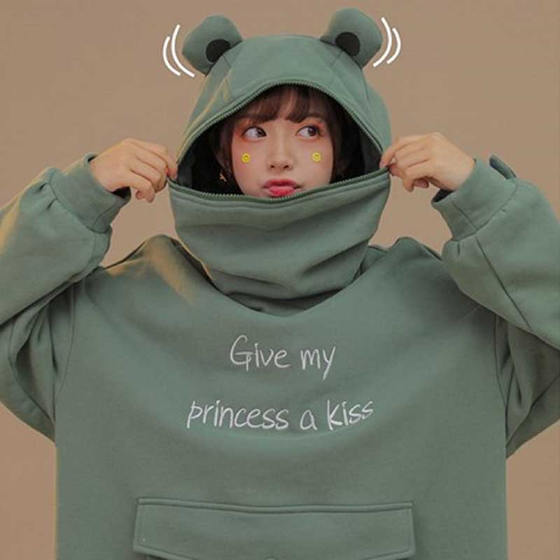Aprilgrass Women Autumn Thick Loose Sweatshirt Harajuku Letters Printed Lovely Frog Casual Hooded Hoodies Pullover Female Thicken Coat, Green
Aprilgrass Women Autumn Thick Loose Sweatshirt Harajuku Letters Printed Lovely Frog Casual Hooded Hoodies Pullover Female Thicken Coat, Green