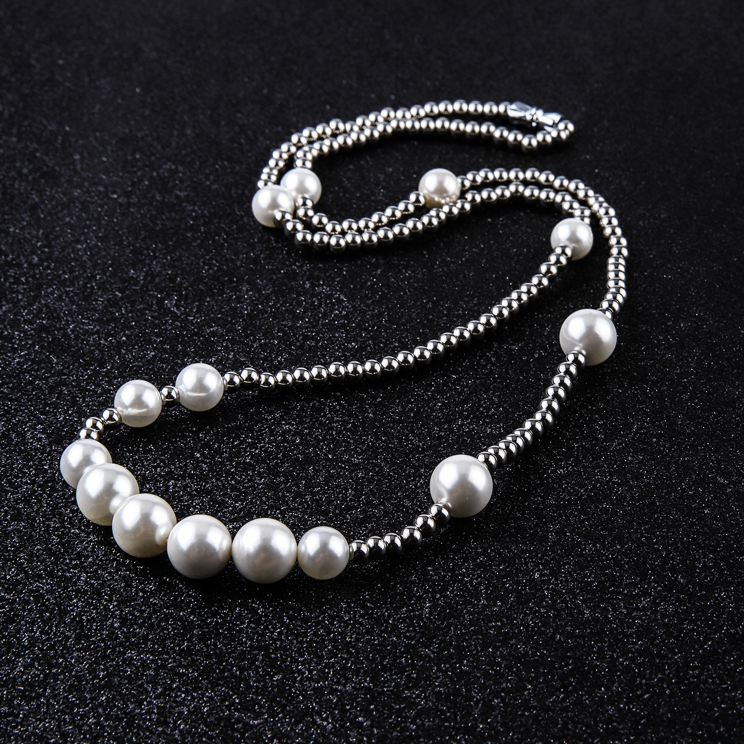 New Cool Hip Hop Punk Personality Retro Pearl Big And Small Clavicle Chain Necklace For Men Women gifr Jewelry