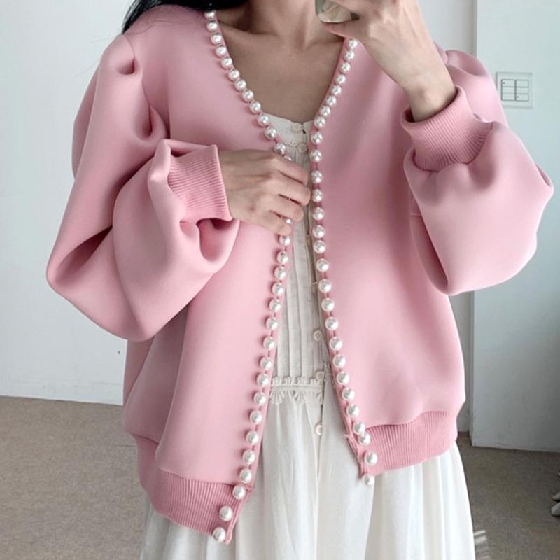 Women's Knits & Tees Gentle Korea Sweet Autumn V Pink Cardigan Pearl Puff Sleeve Sweater Short Jacket Black Pull Temperament Elegant Slim Sw, White
Women's Knits & Tees Gentle Korea Sweet Autumn V Pink Cardigan Pearl Puff Sleeve Sweater Short Jacket Black Pull Temperament Elegant Slim Sw, White