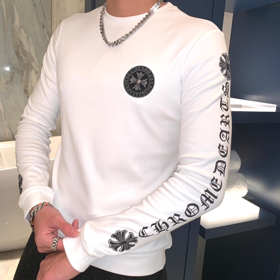 autumn Crosin and winter round neck with cashmere tide Sanskrit slim long sleeve cotton top men's T-shirt, White
autumn Crosin and winter round neck with cashmere tide Sanskrit slim long sleeve cotton top men's T-shirt, White