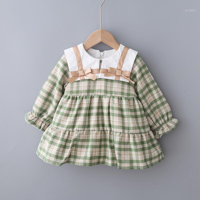 Baby Girl's Sweet College Dress autumn Winter Padded Plaid Bow A- line Dress Princess Long Sleeve Kids baby girl cloths1, Green
Baby Girl's Sweet College Dress autumn Winter Padded Plaid Bow A- line Dress Princess Long Sleeve Kids baby girl cloths1, Green