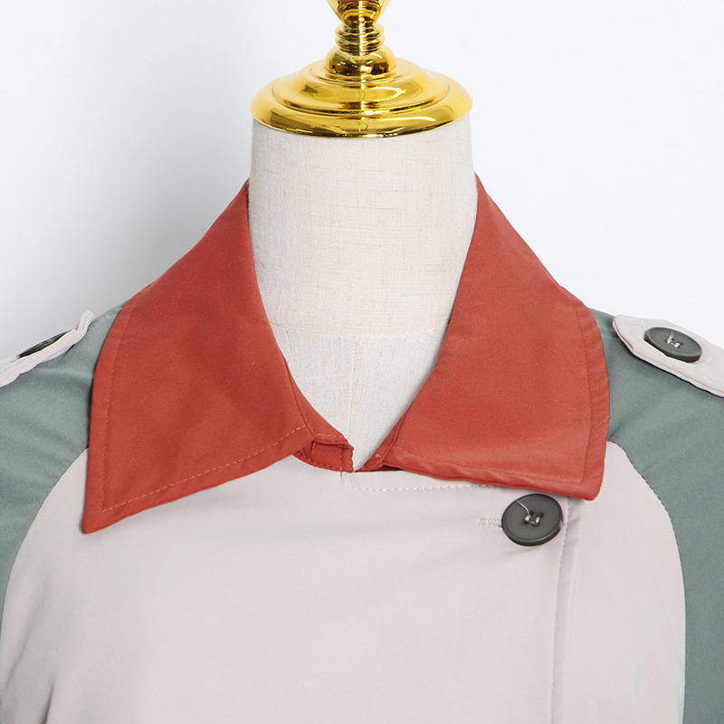 TWOTWINSTYLE Vintage Patchwork Windbreaker For Women Lapel Long Sleeve High Waist With Sashes Lace Up Bowknot Coat Female Fall 201211