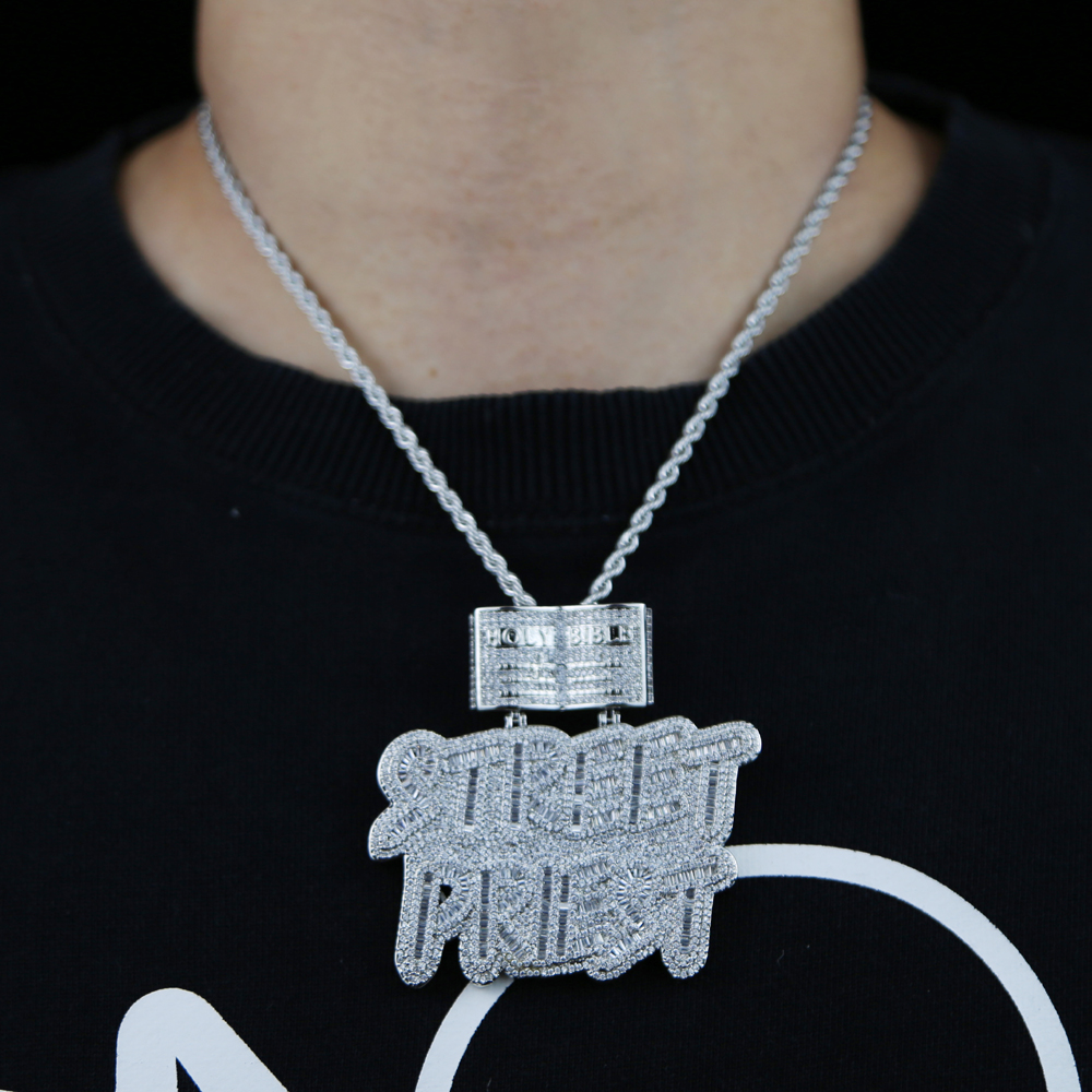 New Iced out New styles hip hop letter street pkiest pendant with full cubic zircon paved Punk necklace with gold silver plated big heavy Charm Jewelr
