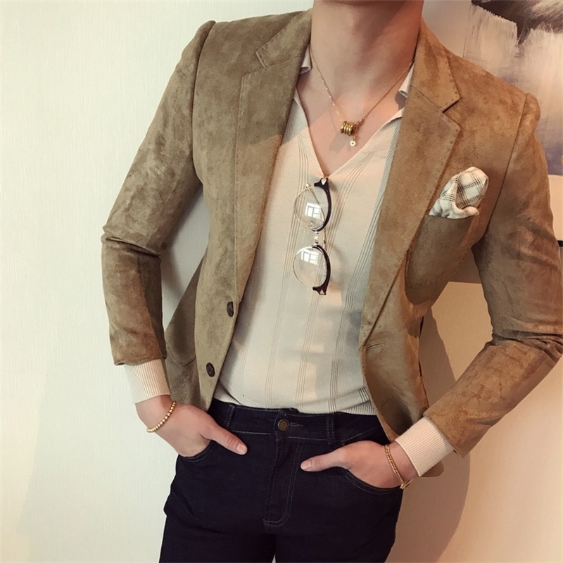 Deerskin Jacket England Joker Suit Fashion Autumn Men Clothing Casual Slim Fit Blazer Leather Suits Leather Jacket Men Outwear 201123, Sapphire blue
Deerskin Jacket England Joker Suit Fashion Autumn Men Clothing Casual Slim Fit Blazer Leather Suits Leather Jacket Men Outwear 201123, Sapphire blue