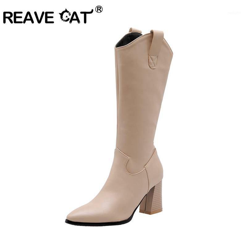 REAVE CAT Winter Mid calf boots Pointed toe Leather Zipper Chunky heel Cowboy boots Cool White Apricot Shoes women knee1, White velvet
REAVE CAT Winter Mid calf boots Pointed toe Leather Zipper Chunky heel Cowboy boots Cool White Apricot Shoes women knee1, White velvet