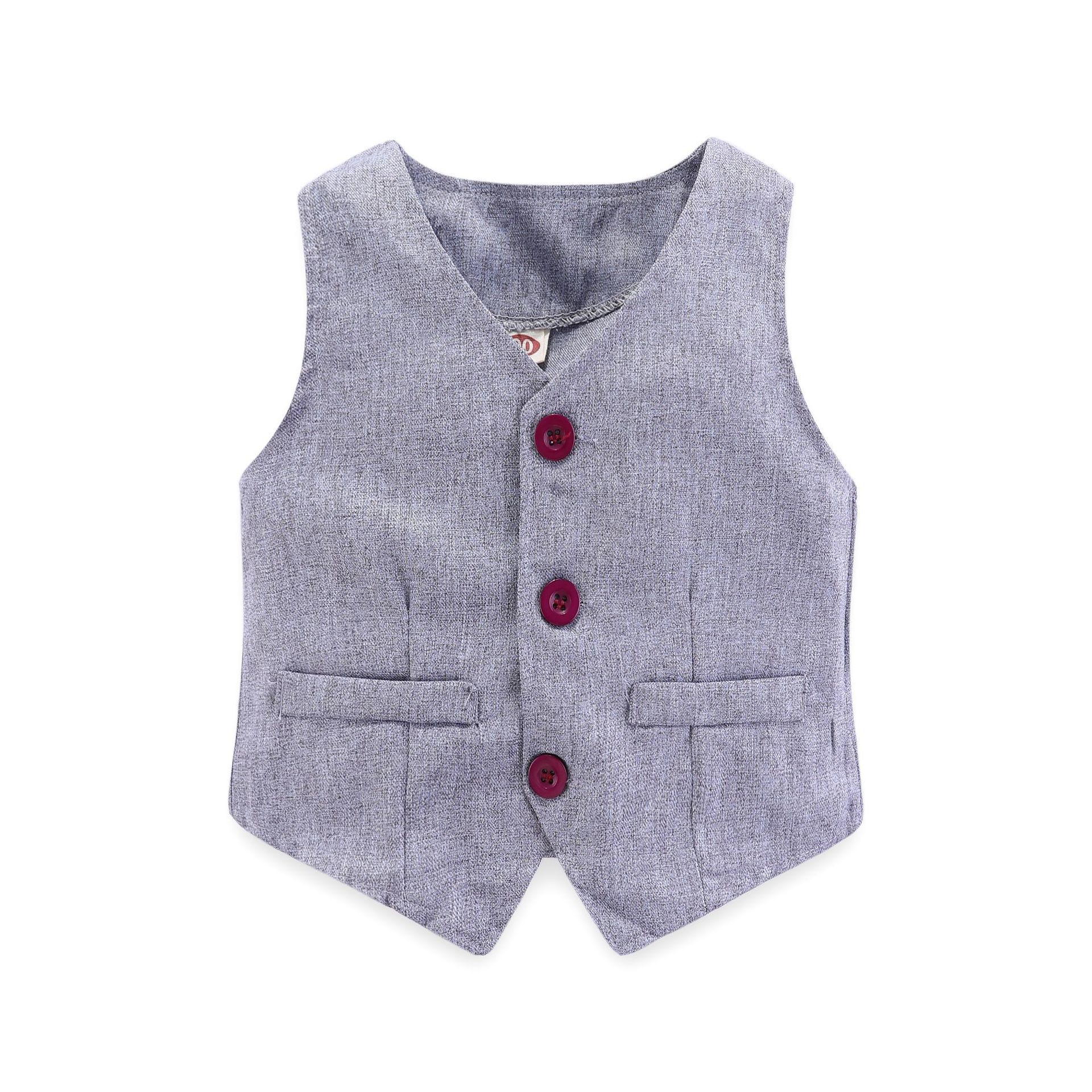 Kid Boy Clothes Gentleman Grey Vest + Long-Sleeved White Shirt + Pants Kids Four-Piece Suits Suit For Children Outfit LJ201202